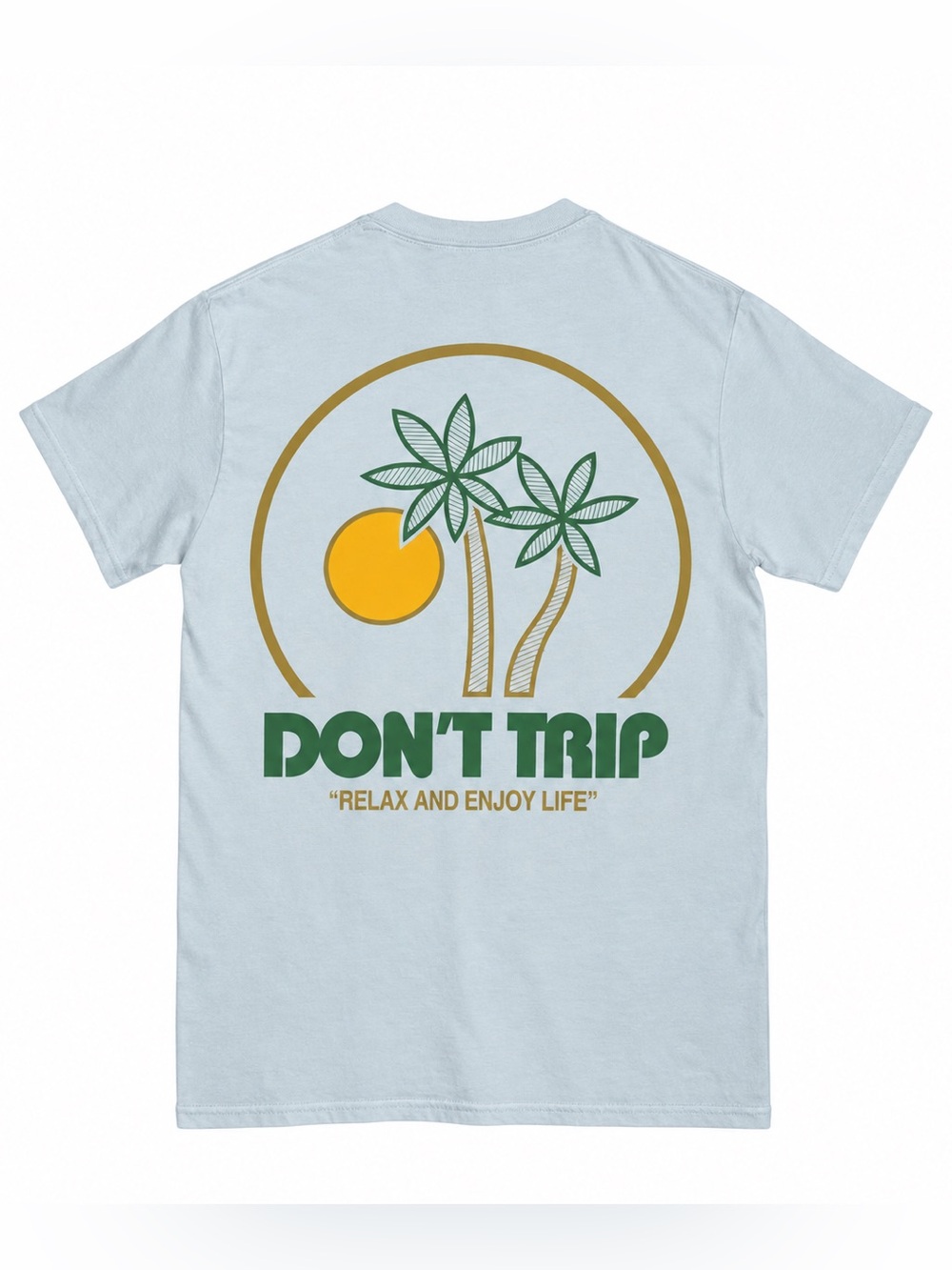 Free & Easy Light Blue 'Don't Trip' Palm Tree Graphic Tee Size Large
